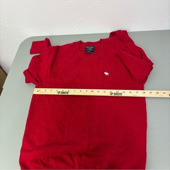 Abercrombie & Fitch Moose Wool Blend Sweater Men Large Red Crew Neck Preppy - Picture 6 of 9